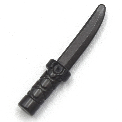 Lego Weapon Dagger / Knife with Flat Hilt End and Curved Blade, Cross Hatched Grip / Pearl Titanium