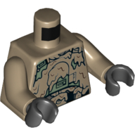 Lego Torso Armor, Sand Green Stormtrooper with Mud Stains Print, Dark Tan Arms, Black Hands / Dark Tan