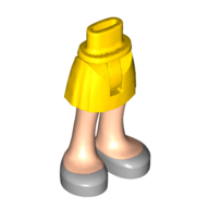 Lego Minidoll Hips and Short Skirt with Light Nougat Legs and Silver Shoes [Thin Hinge] / Yellow
