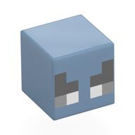Lego Minifig Head Special, Small Cube (Baby), Black, Dark Bluish Gray, and White Eyes Print