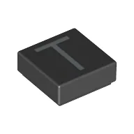 Tile 1 x 1 with letter Capital T Print / Black