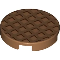 Tile Round 2 x 2 with Waffle Print / Medium Nougat