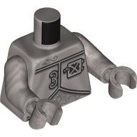 Lego Torso, Robot Plating, Hatch over Heart print, Flat Silver Arms and Hands / Flat Silver