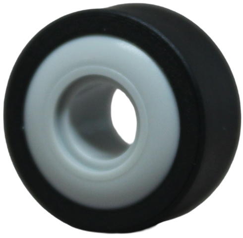 Lego Wheel 11mm D. x 8mm with Center Groove, 8 Spokes and Smooth Side with Black Tire 14mm D. x 6mm Solid Smooth (6683 / 50945)