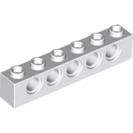 Technic Brick 1 x 6 [5 Pin Holes] / White