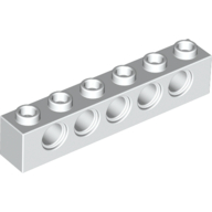 Lego Technic Brick 1 x 6 [5 Pin Holes] / White