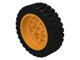 Wheel 30mm D. x 13mm (13 x 24 Model Team), with Black Tire 13 x 24 Model Team (2695 / 2696) / Medium Orange