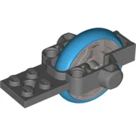Fly Wheel with Plate 2 x 8 and Dark Azure Tire [Complete Assembly] (Rip Cord Base) / Dark Bluish Gray
