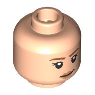 Lego Minifig Head Max Mayfield, Dark Orange Eyebrows, Nougat Lips, Crooked Smirk / Angry / Light Nougat