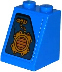 Slope 65 2 x 2 x 2 with Bottom Tube with Crack and Gold Mechanical Coupling Pattern Model Right Side (Sticker) - Set 70754