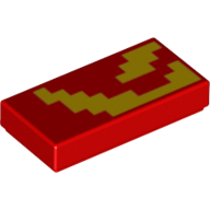 Lego Tile 1 x 2 with Yellow Pixels print / Red