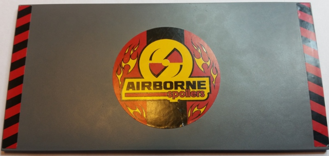 Lego Tile 8 x 16 with Bottom Tubes, Textured Surface with Red and Black Danger Stripes on Edges and 'AIRBORNE spoilers' Pattern (Stickers) - Set 60027