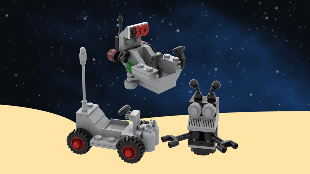Lego Spaceman Key Light UPSCALE Project - Space Buggy 886 and XT5 with Droid set 6809