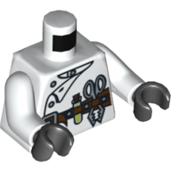 Lego Torso Lab Coat and Tool Belt Print (Scientist), White Arms, Black Hands / White