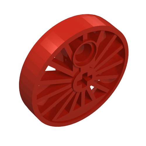 Lego Train Wheel RC Train, Spoked with Technic Axle Hole and Counterweight, 30 mm diameter [Blind Driver] / Red