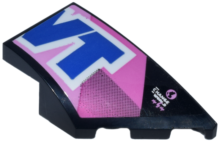 Lego Wedge 4 x 2 Right No Studs with Blue and White 'VT' of BWT Logo on Bright Pink and Dark Pink Background Pattern (Sticker) - Set 77248