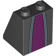 Lego Brick Sloped 65° 2 x 2 x 2 with Bottom Tube and Robe with Magenta Print / Black