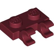 Lego Plate Special 1 x 2 with Clips Horizontal [Open O Clips] / Dark Red