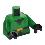 Torso, Pixelated Vest, Green Stripes, Black Belt, Gold Belt Buckle Print, Green Arms, Black Hand / Bright Green