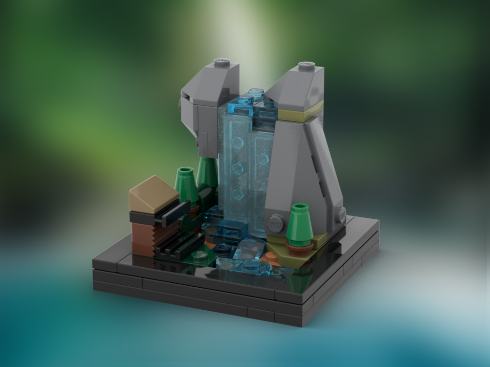 Lego Grandad's fishing cabin at Overhang Falls