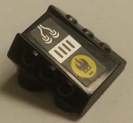 Lego Brick, Modified 2 x 2 No Studs, Sloped with 6 Side Pistons Raised with Wires, Grille and Agents Dr. Inferno Logo Pattern (Sticker) - Set 8633