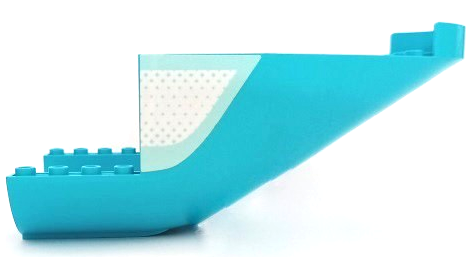 Lego Aircraft Fuselage Aft Section Curved Bottom 8 x 16 with 2 Holes with Light Aqua Dots and Stripe Pattern on Both Sides (Stickers) - Set 41429