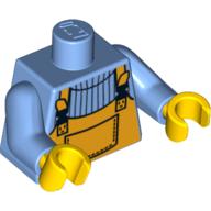 Lego Torso Overalls Bright Orange over Sweater Print, Medium Blue Arms, Yellow Hands / Medium Blue