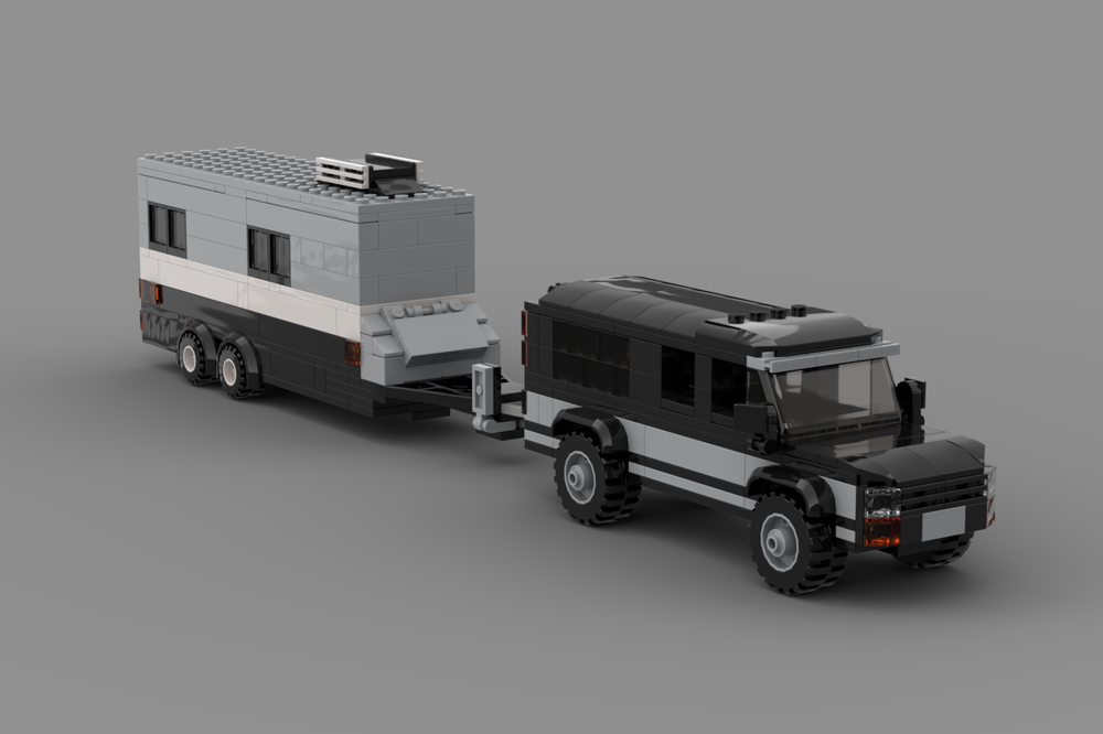 Lego Australian camper with black SUV