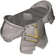 Minifig Neckwear Armor Breastplate with Pauldrons and Gold/Black Lines Print / Flat Silver