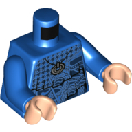 Lego Torso Layered Sweater with Dark Blue Design Print, Blue Arms, Light Nougat Hands / Blue