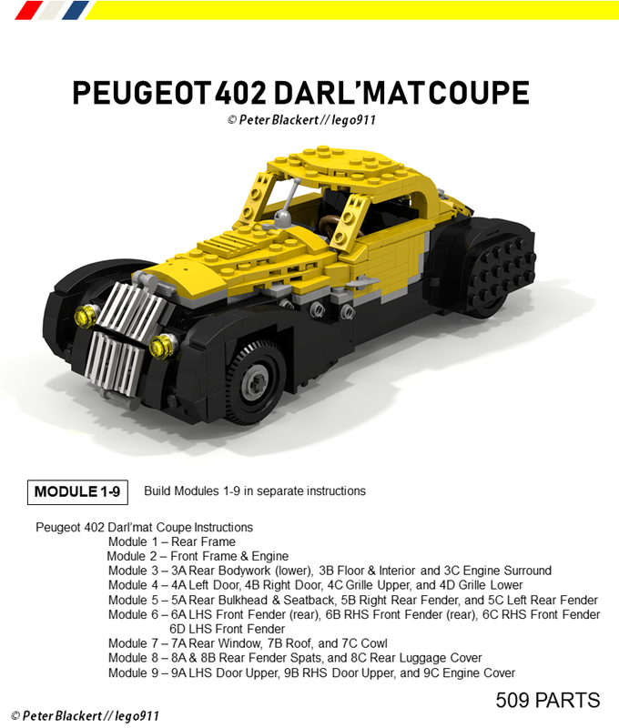 Lego Peugeot 402 Darl'mat Coupe - Expert Miniland 1:21
