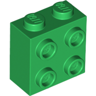 Lego Brick Special 1 x 2 x 1 2/3 with 4 Studs on 1 Side / Green