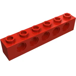 Technic Brick 1 x 6 [5 Pin Holes] / Red