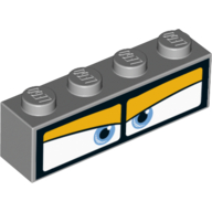 Lego Brick 1 x 4 with Blue Eyes In Black Frame print / Light Bluish Gray