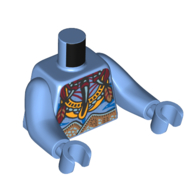 Lego Torso with Long Arms, Na'vi, with Bare Chest, Blue Markings, Tribal Decorations print, Medium Blue Arms and Hands / Medium Blue