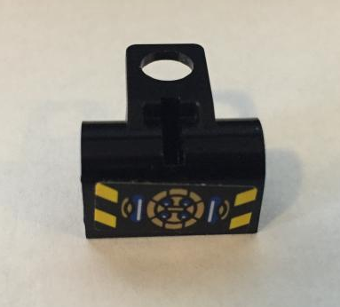Lego Minifigure Backpack with Horizontal Pin Holes with Yellow Danger Stripes and Gold Lightning Reactor Pattern (Sticker) - Set 70731