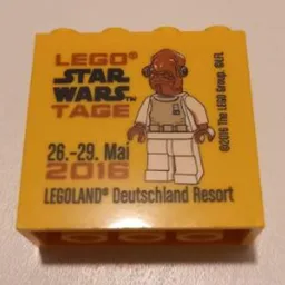 Brick 2 x 4 x 3 with 'LEGOLAND Deutschland Resort LEGO STAR WARS TAGE 26. - 29. Mai 2016' Print / Yellow
