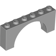 Lego Brick Arch 1 x 6 x 2 - Thin Top without Reinforced Underside [New Version] / Light Bluish Gray