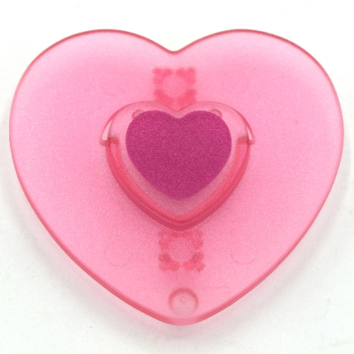 Lego Clikits Icon, Heart with Two Pins, Dark Pink Heart Print / Trans-Pink