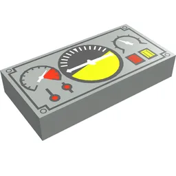 Tile 1 x 2 with Avionics Black and Green Print / Light Gray