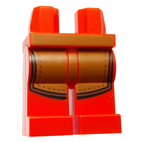 Lego Hips and Red Legs with Medium Nougat Apron, Black Trim print / Red
