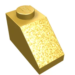 Brick Sloped 45° 2 x 1 with Bottom Pin / Metallic Gold