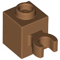 Brick Special 1 x 1 with Clip Vertical [Open O Clip, Hollow Stud] / Medium Nougat