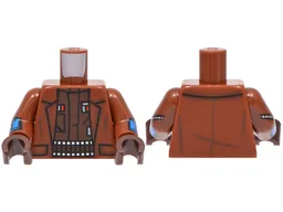 Torso Jacket Open over Dark Brown Shirt with Red and Dark Silver Insignia, Ammunition Belt Pattern / Reddish Brown Arms with Hoses and Blue Gauntlets Pattern / Dark Brown Hands