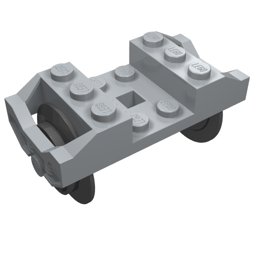 Lego Wheel Holder, Train with Wheels [Complete Assembly] / Light Bluish Gray