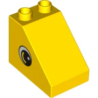 Duplo Brick 3 x 2 x 2 Slope with Eye Print / Yellow