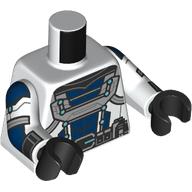 Lego Torso, Silver/Dark Blue Armor, Black Utility Belt print, White Arms, Black Hands / White