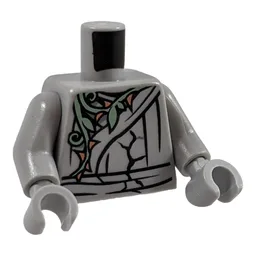 Torso Cracked Statue, Ninja Robe with Sand Green Vine and Gold Thorns Front and Back Print, Light Bluish Gray Arms and Hands / Light Bluish Gray