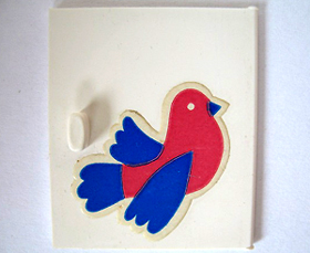 Lego Homemaker Cupboard Door 4 x 4 with Blue and Red Bird Pattern (Sticker) - Set 292
