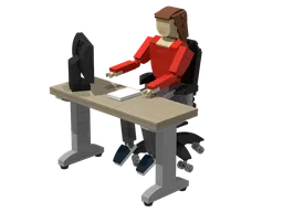 Desk, Swivel Chair and Office Worker